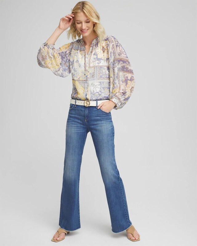 Artisanal Georgette Blouson-Sleeve Blouse - image 2